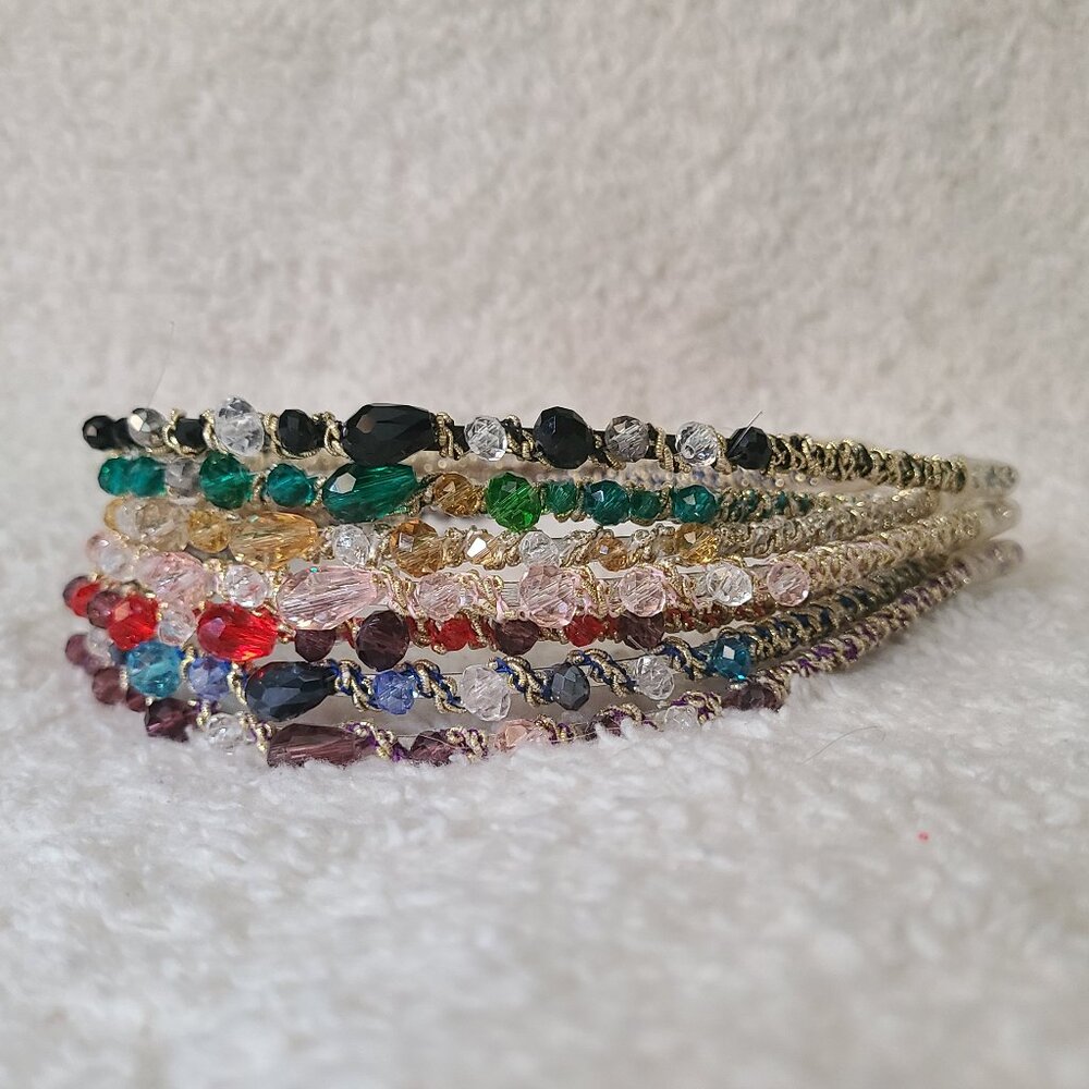 Girls Lawie Seven Delicate Rhinestone Crystal Metal Headbands